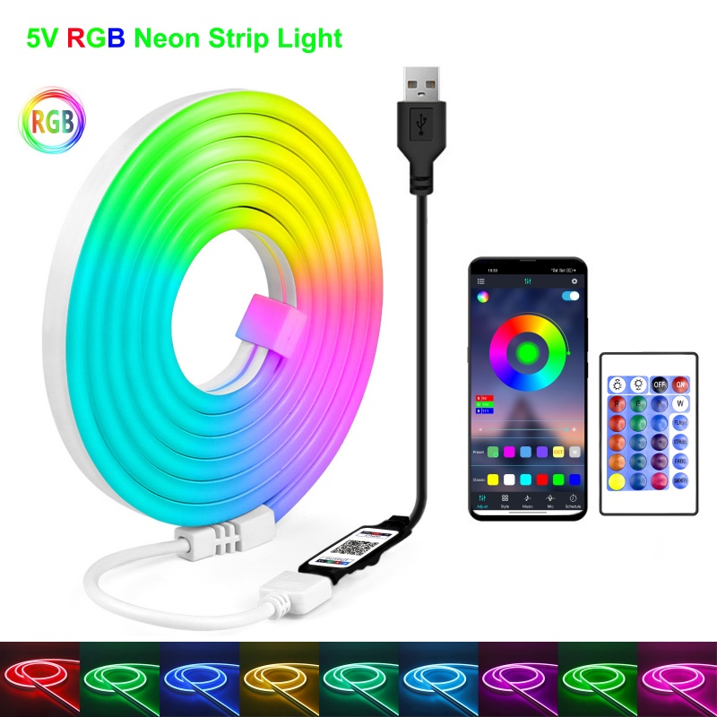 Outdoor Lighting No Wiring - RGB LED Neon Strip 5V USB