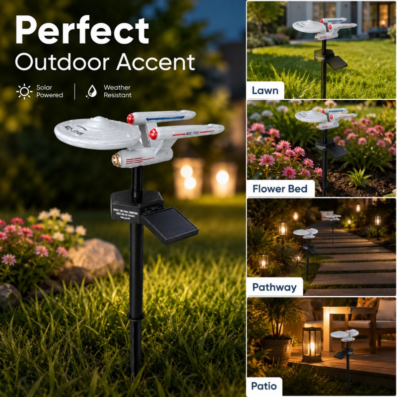 Landscape Spike Light - Star Trek USS Enterprise Solar Garden