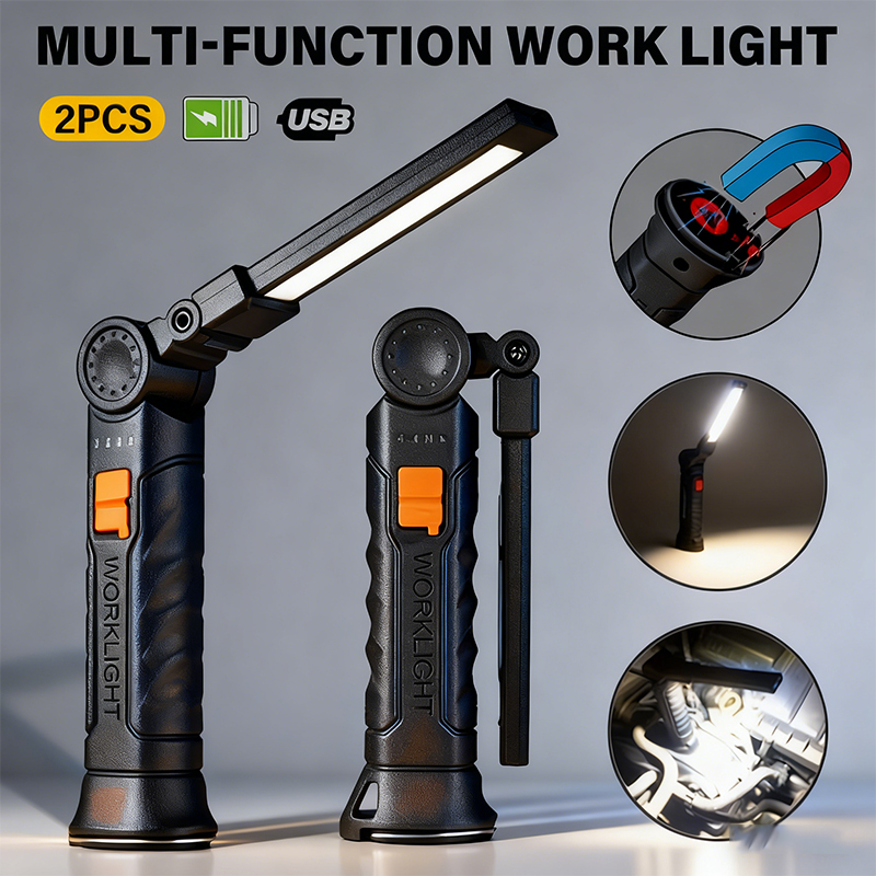 Outdoor Lighting Bulbs - Portable COB LED Flashlight USB Rechargeable