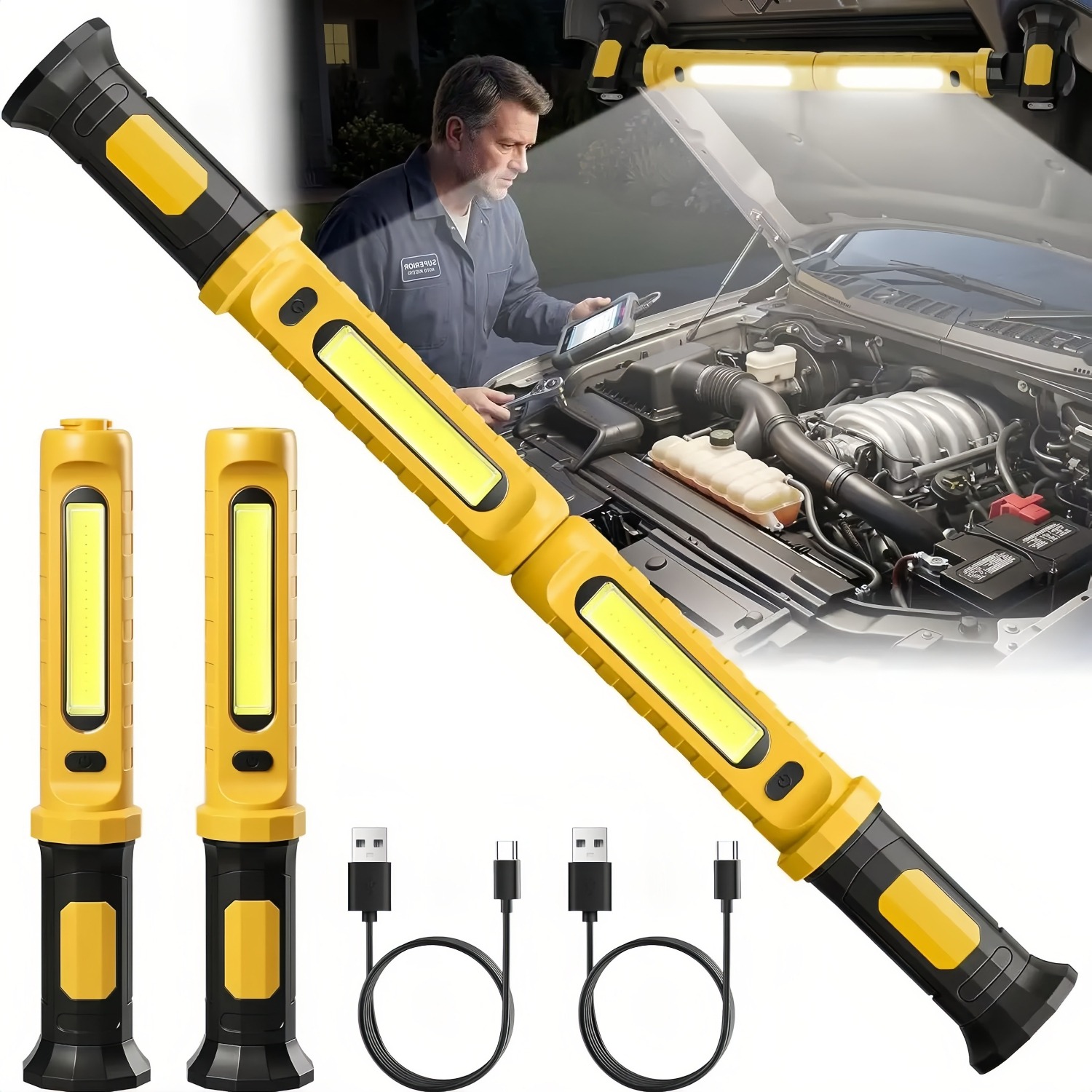 Outdoor Lighting Hooks - 2-in-1 Multifunctional Magnetic Work Light Rechargeable