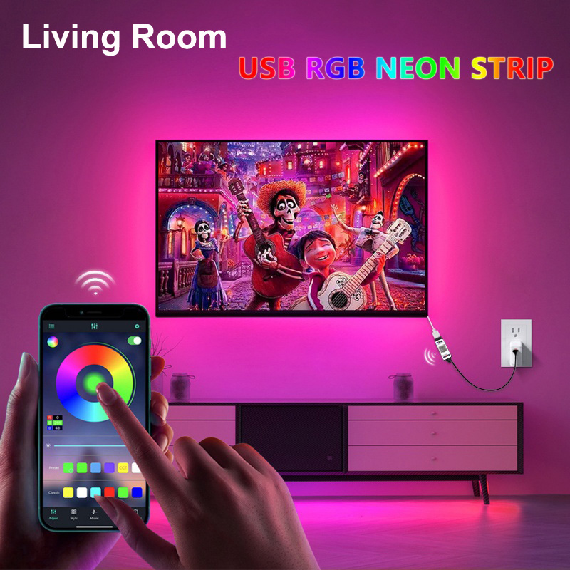 RGB LED Neon Strip 5V USB  Blu - Outdoor Lighting No Wiring ulasan dan harga