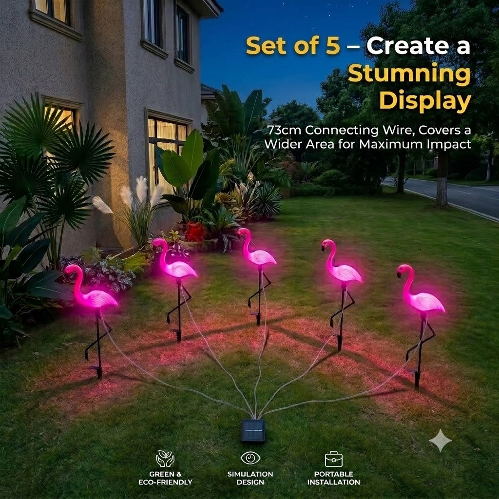 Solar Powered Flamingo Garden  - Landscape Spike Light ulasan dan harga