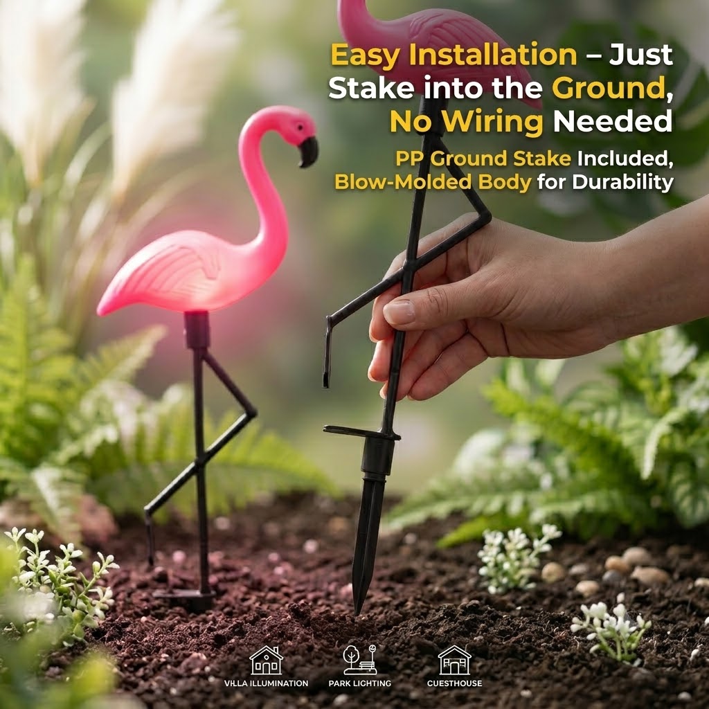 Solar Powered Flamingo Garden  - Landscape Spike Light ulasan dan harga