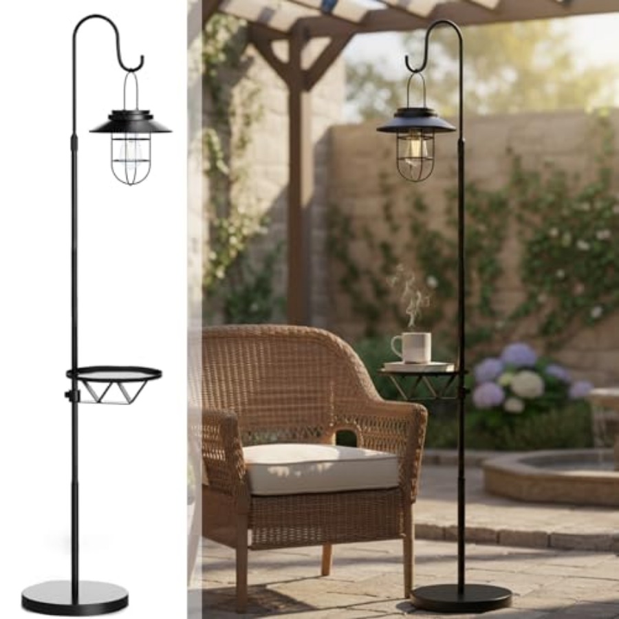 Solar Floor Lamp with Table, 6 - Outdoor Lighting Hooks ulasan dan harga