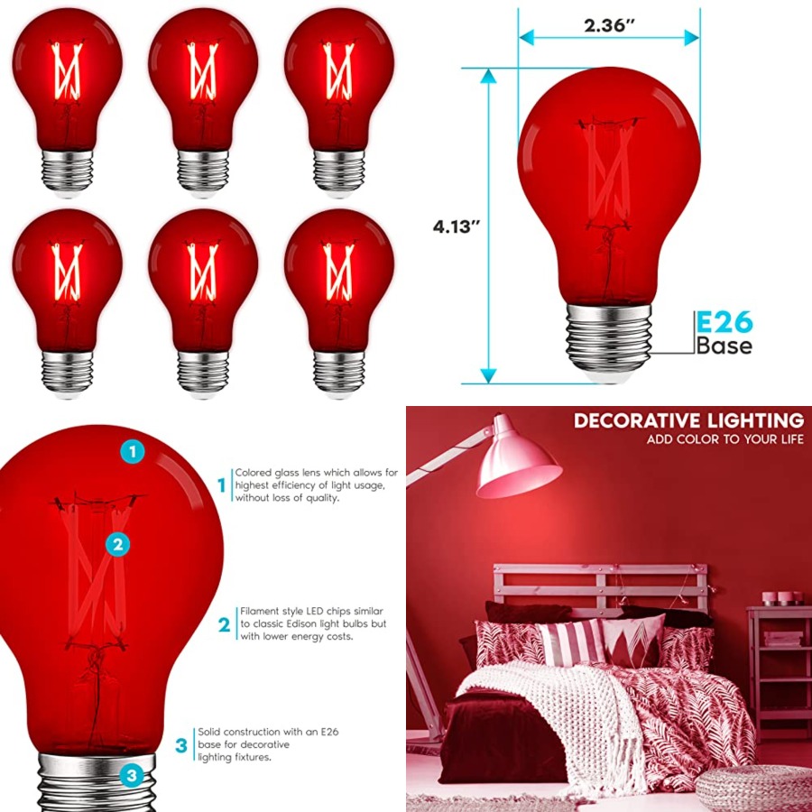 A19 Edison LED Light Bulbs, 4. - Outdoor Lighting Bulbs ulasan dan harga