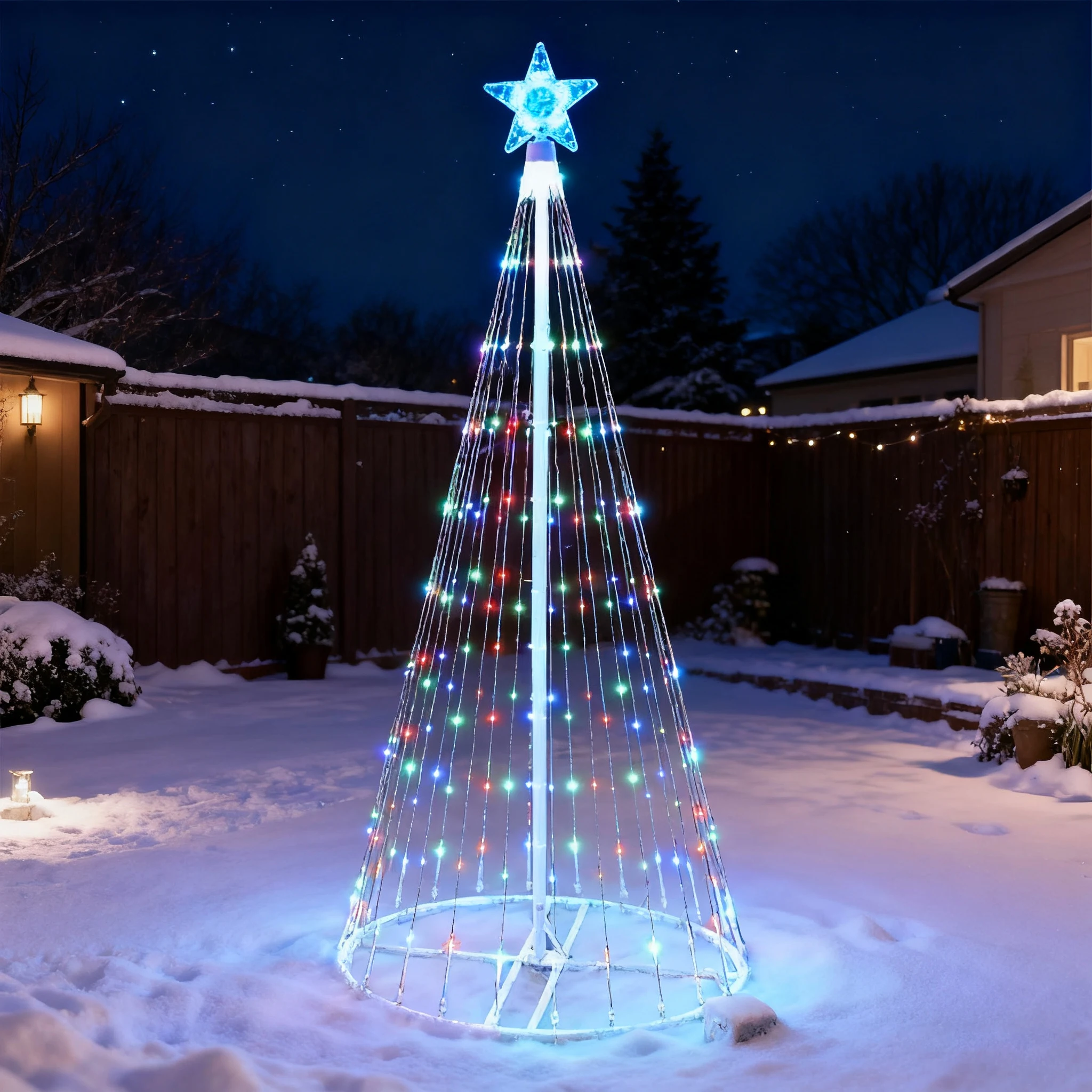 Solar-Powered LED Waterfall St - Outdoor Lighting Tree ulasan dan harga