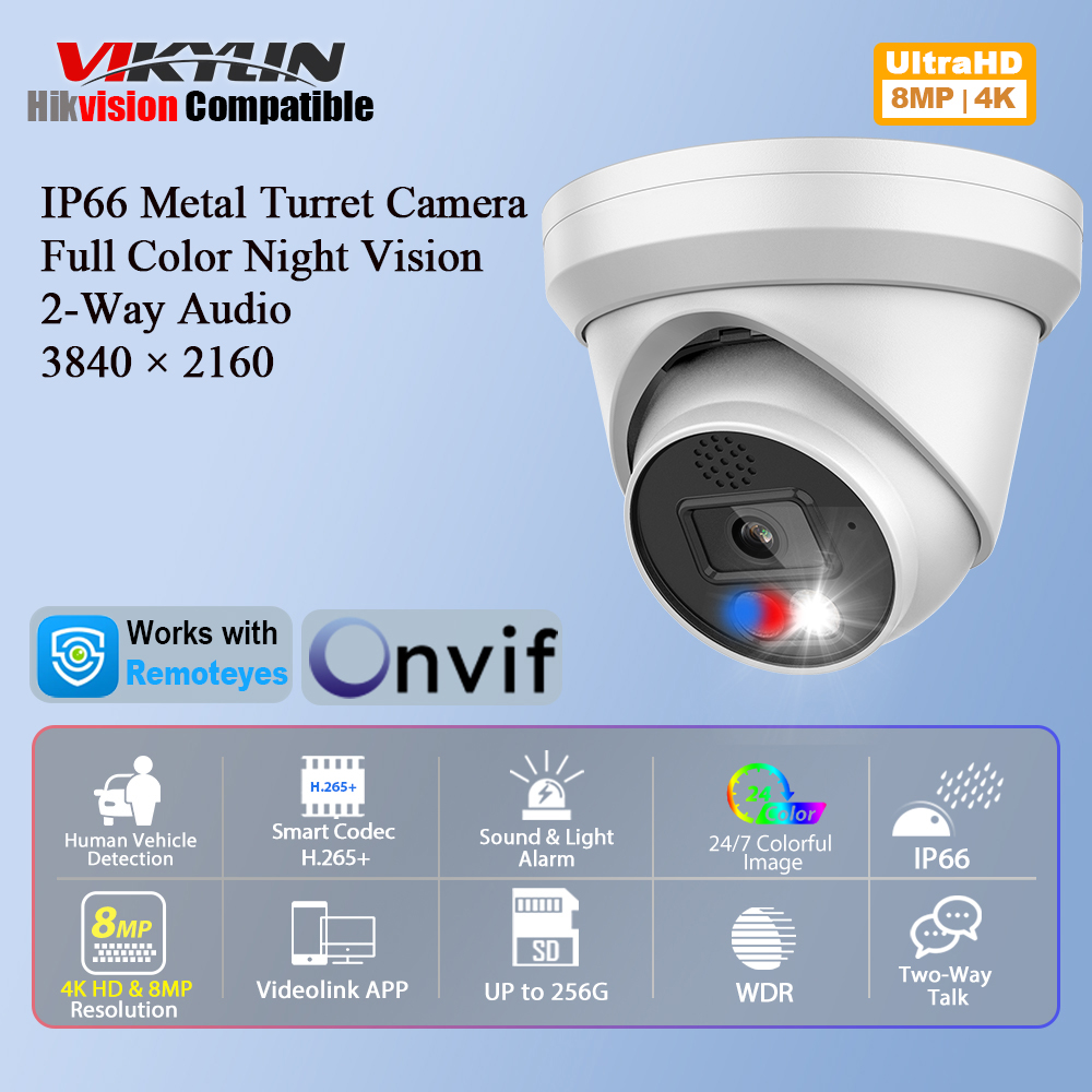 Vikylin 4K 8MP Alarm Full Colo - Outdoor Lighting Options ulasan dan harga