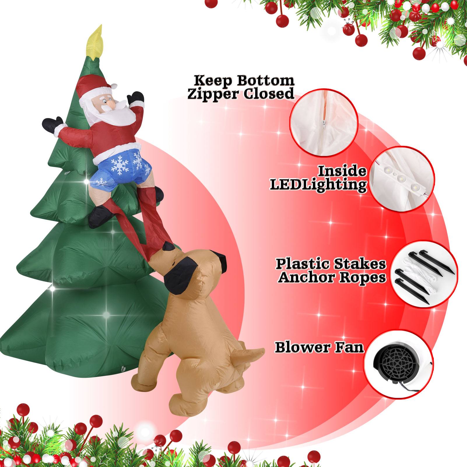 Christmas Inflatable Dog  w/Sa - Outdoor Lighting Tree ulasan dan harga