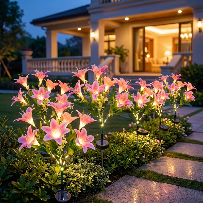 Solar Lily Flower Lawn Lights  - Landscape Spike Light ulasan dan harga