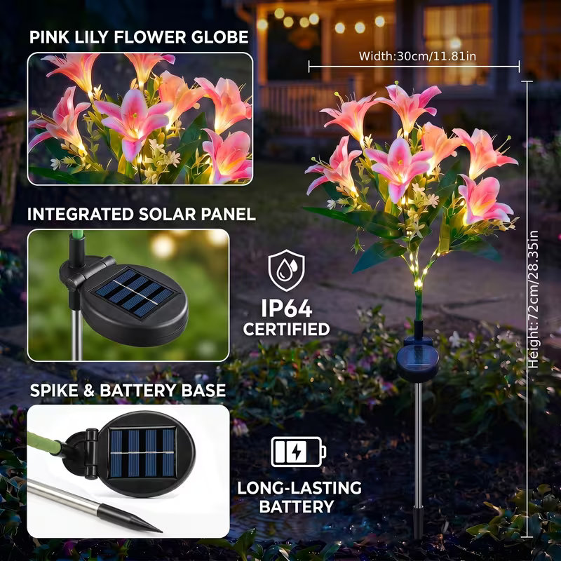 Solar Lily Flower Lawn Lights  - Landscape Spike Light ulasan dan harga