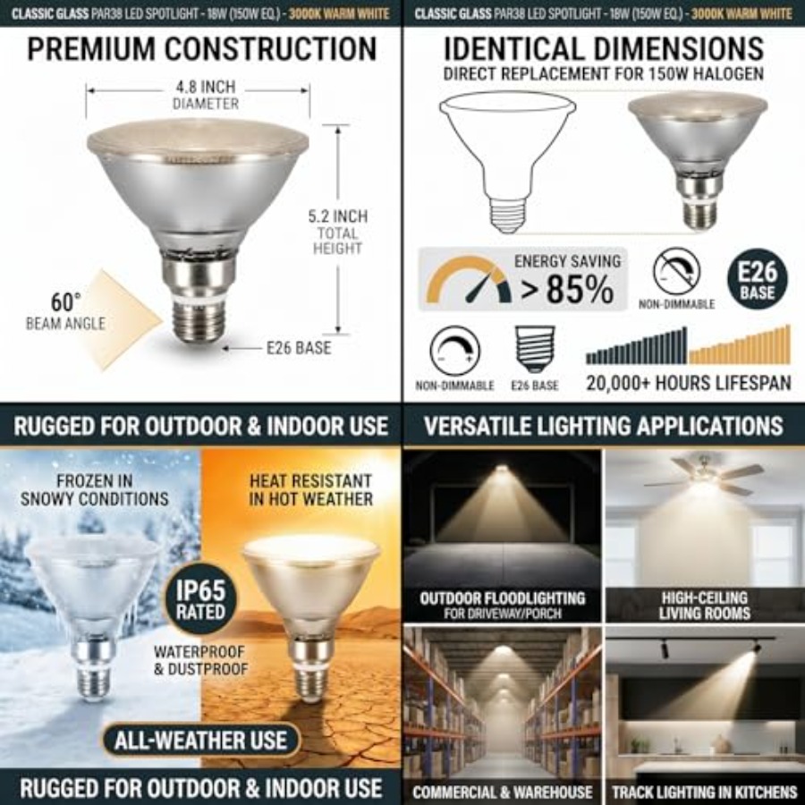 Glass Reflector PAR38 LED Bulb - Outdoor Lighting Bulbs ulasan dan harga