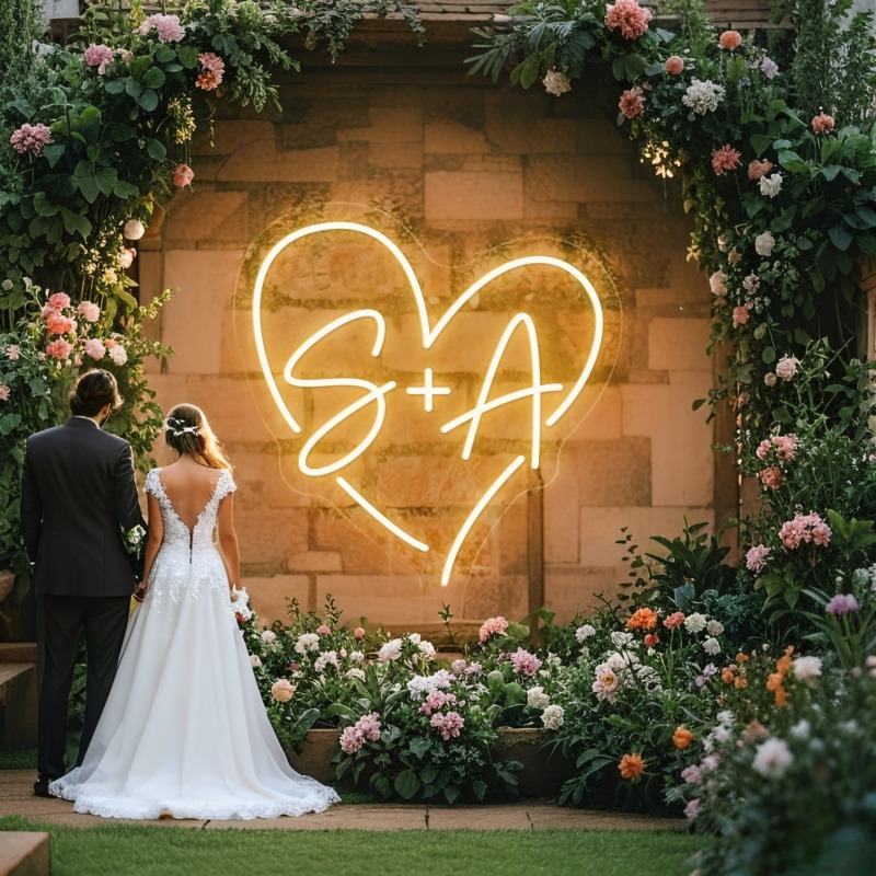 Custom Initials Heart LED Neon - Outdoor Lighting Halloween ulasan dan harga