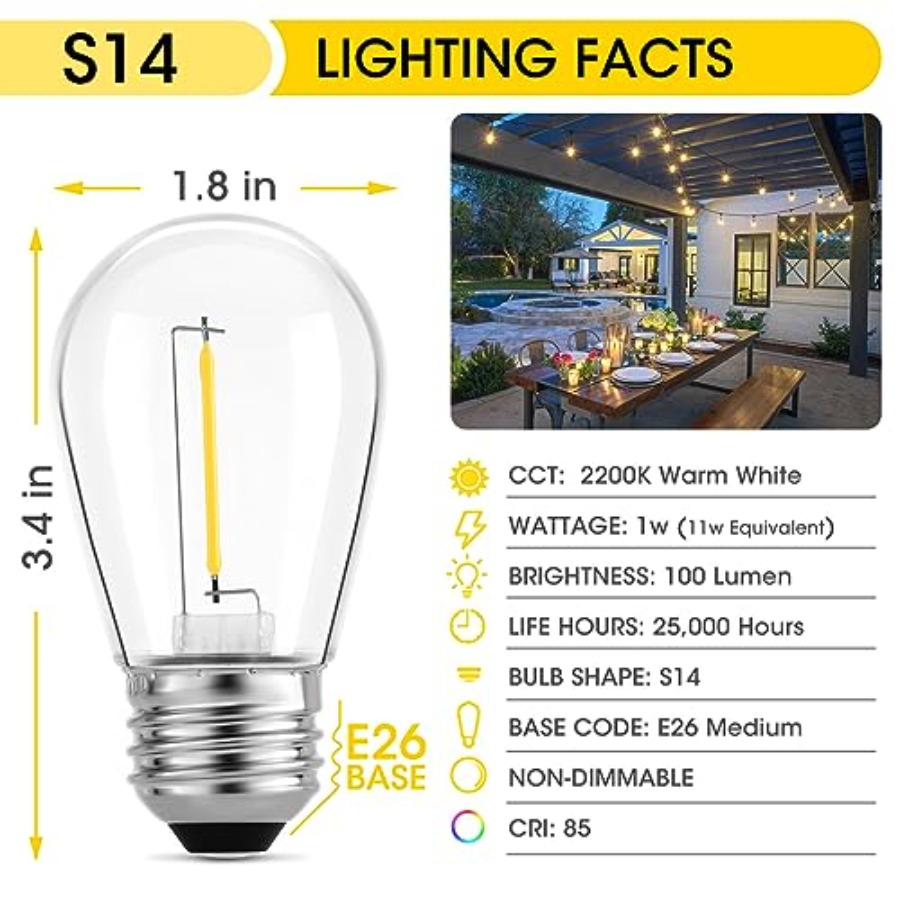36 Pack S14 LED Bulbs for Outd - Outdoor Lighting Bulbs ulasan dan harga