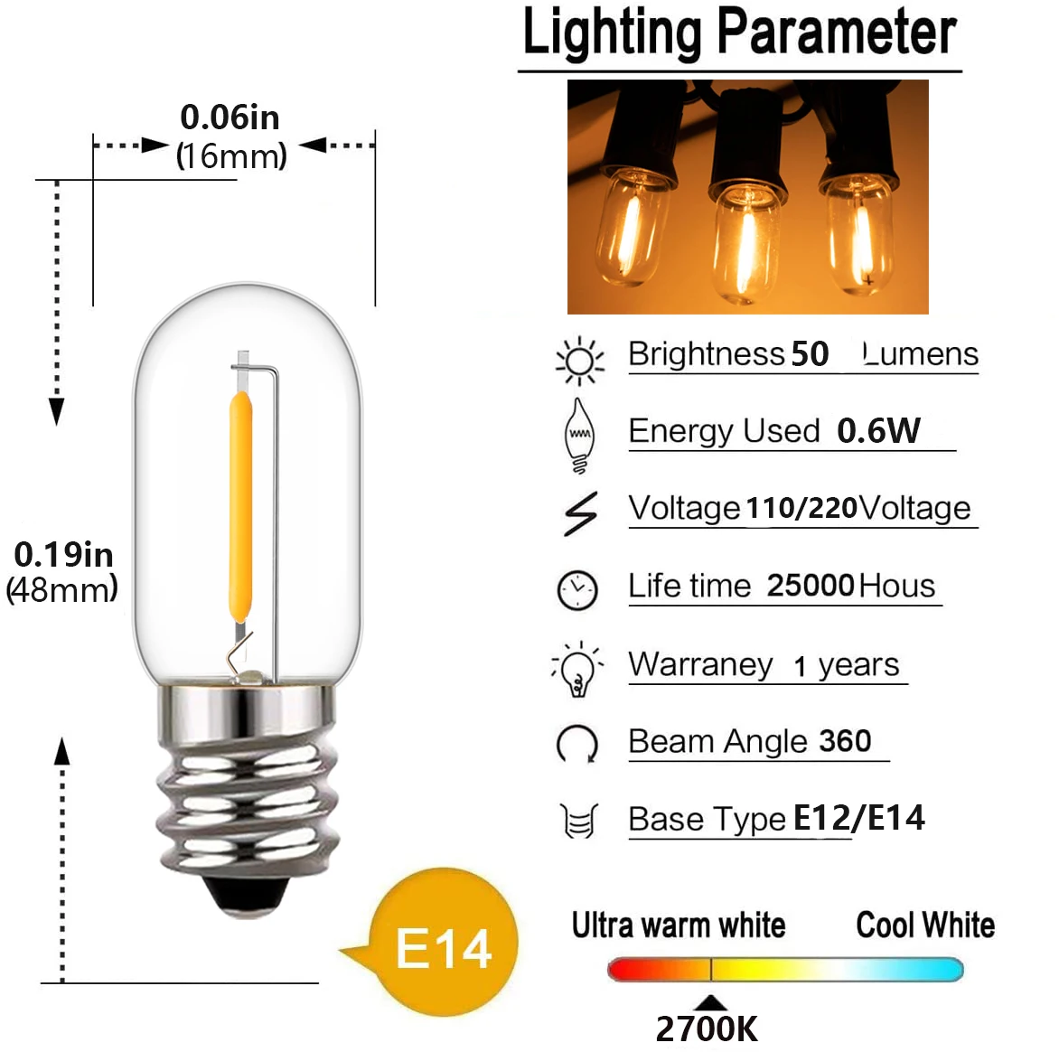 25pcs LED T16 0.6W String Repl - Outdoor Lighting Glass Replacement ulasan dan harga