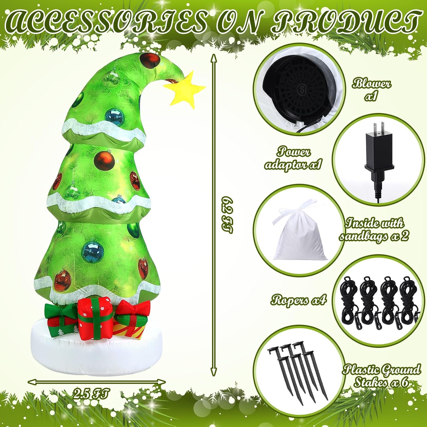 Lime Green 6.9ft Outdoor Infla - Outdoor Lighting Tree ulasan dan harga