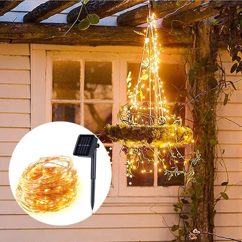 100 LED Solar Fairy Waterproof - Outdoor Lighting No Wiring ulasan dan harga