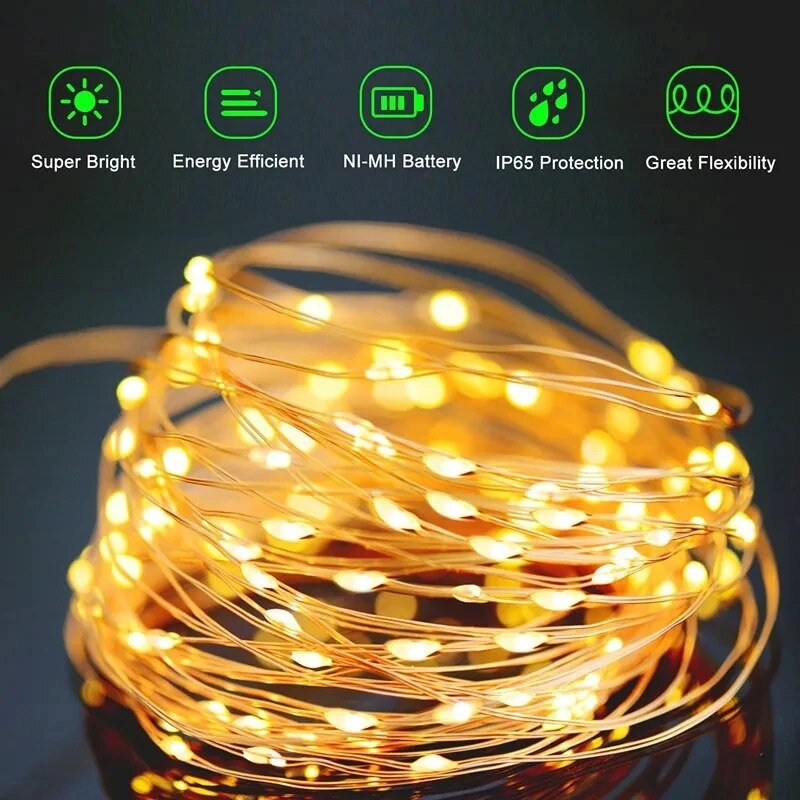 100 LED Solar Fairy Waterproof - Outdoor Lighting No Wiring ulasan dan harga