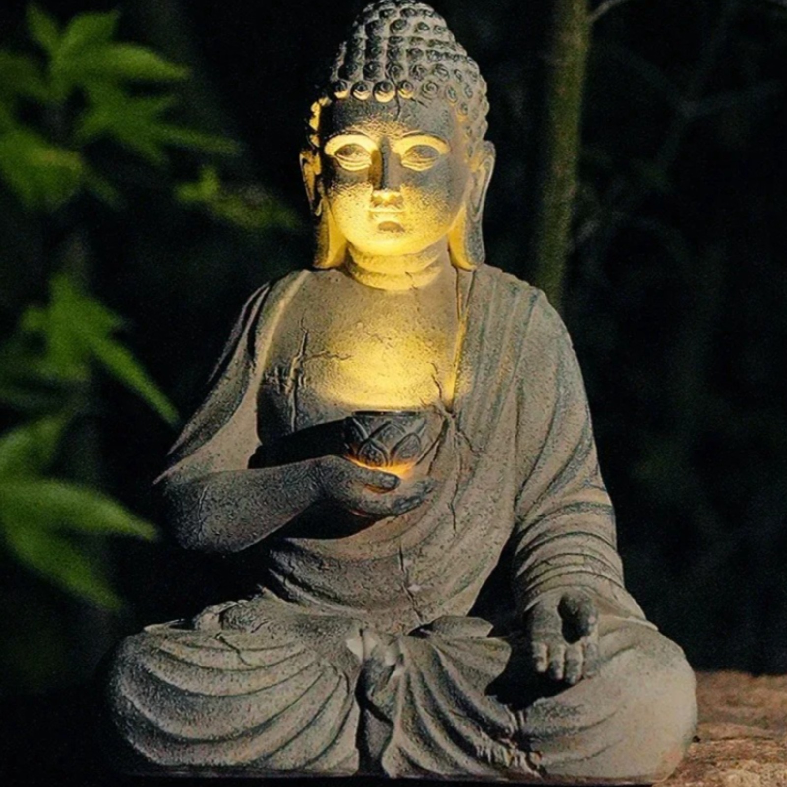 Solar Garden Statue Buddha Res - Outdoor Zen Lighting ulasan dan harga