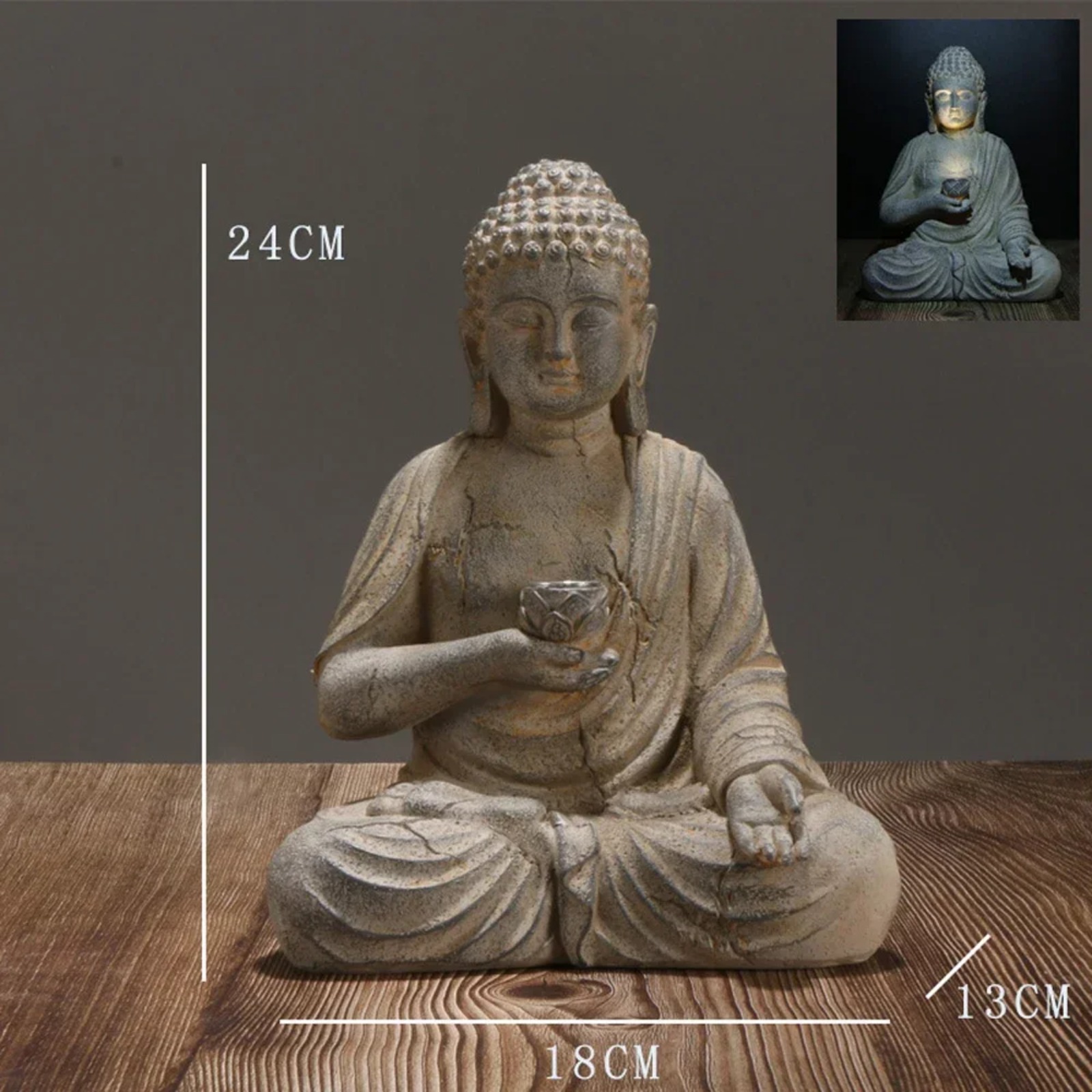 Solar Garden Statue Buddha Res - Outdoor Zen Lighting ulasan dan harga