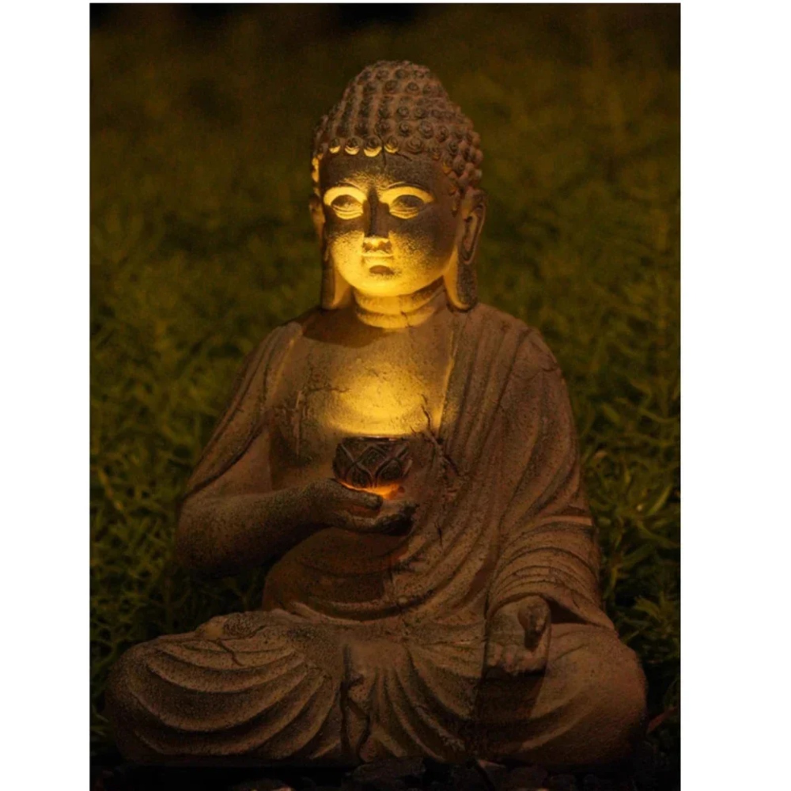 Solar Garden Statue Buddha Res - Outdoor Zen Lighting ulasan dan harga