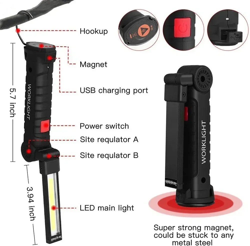 LED COB Flashlight USB Recharg - Outdoor Lighting Bulbs ulasan dan harga
