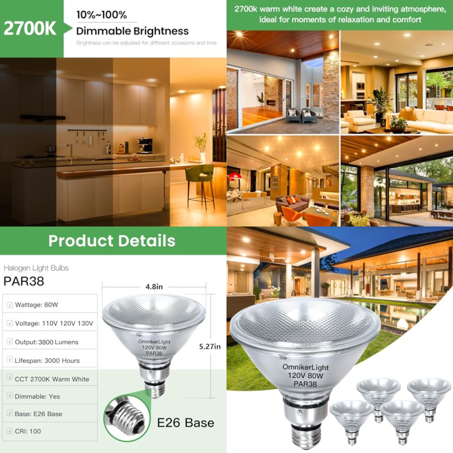PAR38 Flood Light Bulbs, 80W 1 - Outdoor Lighting Bulbs ulasan dan harga