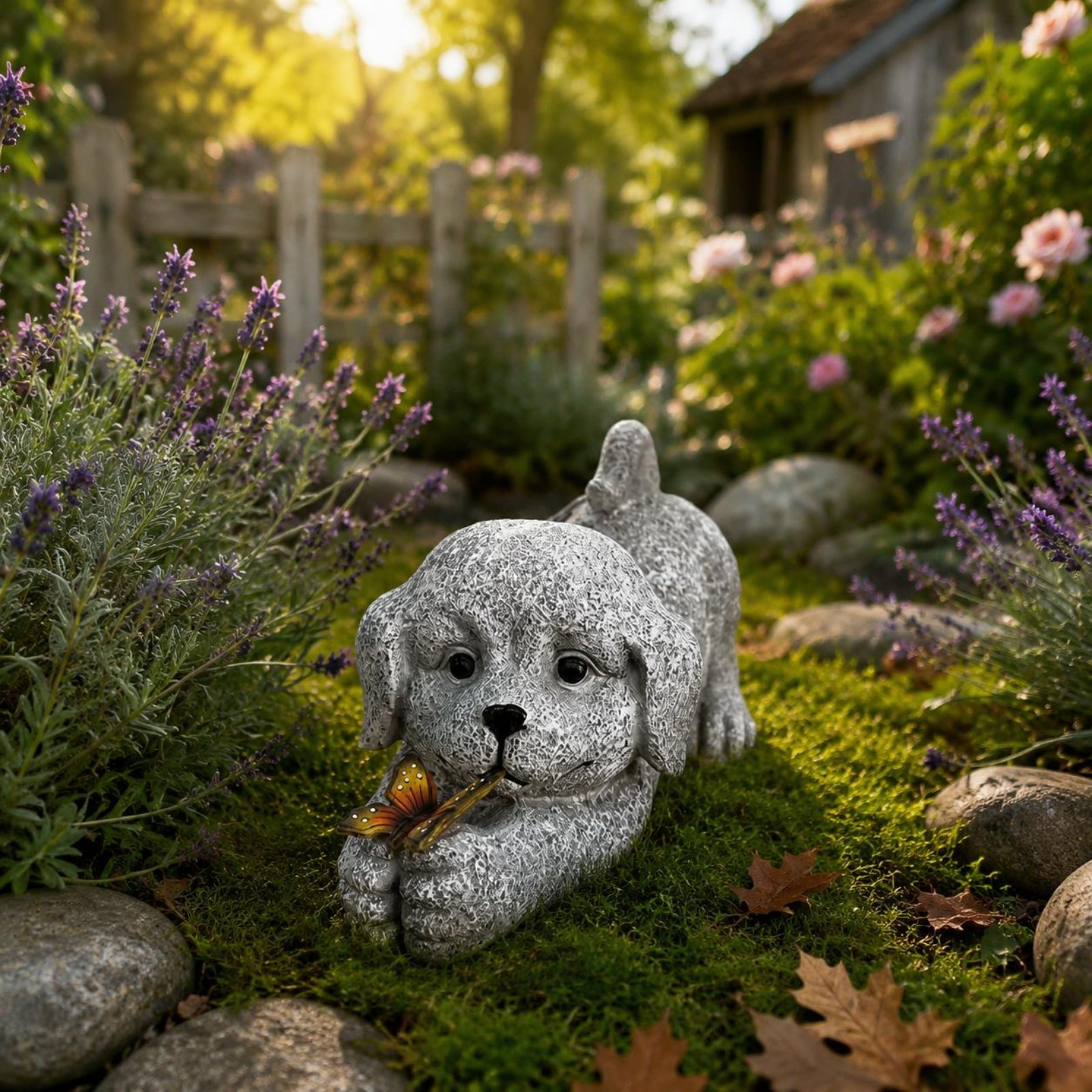 Solar Dog Statue Resin Craft S - Outdoor Lighting No Wiring ulasan dan harga