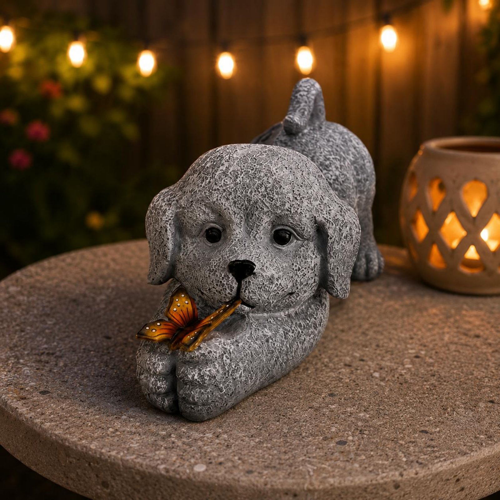 Solar Dog Statue Resin Craft S - Outdoor Lighting No Wiring ulasan dan harga